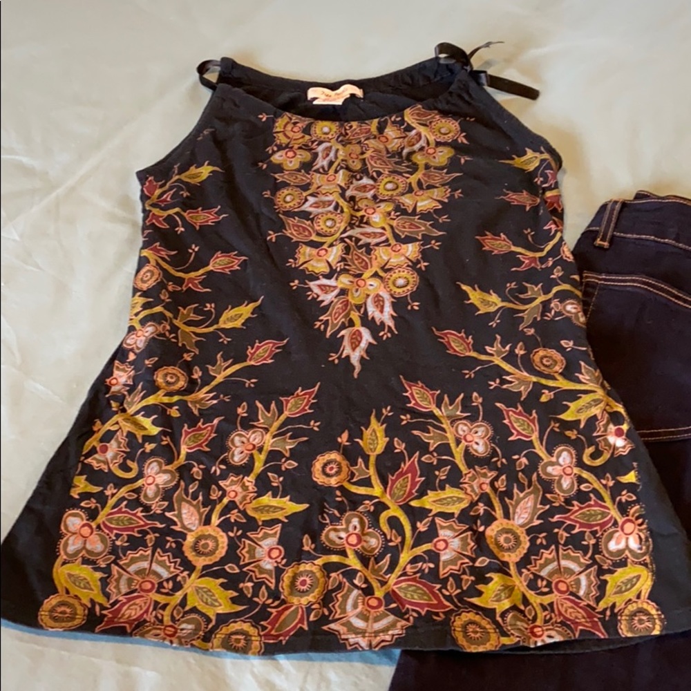 Free People sleeveless black cotton top size L